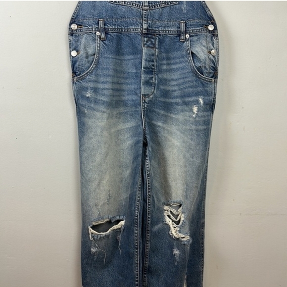 We The Free People Baggy Boyfriend Slouchy Overalls Denim Jumpsuit Overalls 27 - Picture 8 of 15